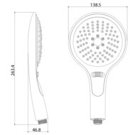 MILANO handdouche, 3 functies, chroom antikalk nozzles 3 selecteerbare jets douchekop: Ø ca. 14 cm met schuifknop voor de selectie van de jet inclusief waterbesparende pakking - tot wel 50%