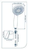 ADRIA wellness handdoucheset met wandhouder, 5 functies, chroom antikalk nozzles 4 selecteerbare jets en waterstop functie douchekop: Ø ca. 12,5 cm flexibele doucheslang van metaal, lengte ca.