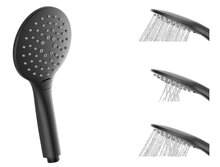 RAVEN doucheset, 3 functies, stang 70 cm, zwart mat antikalk nozzles 3 functies en knop voor waterstop functie douchekop: Ø ca. 15 cm metalen douchestang, lengte: ca. 70 cm wandbevestiging i