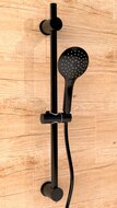 RAVEN doucheset, 3 functies, stang 70 cm, zwart mat antikalk nozzles 3 functies en knop voor waterstop functie douchekop: Ø ca. 15 cm metalen douchestang, lengte: ca. 70 cm wandbevestiging i