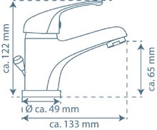 ATHOS ééngreepsmengkraan wastafel, chroom keramische schijven geluidsarme, verwisselbare 35 mm-cartouche mousseur KIWA-gekeurd flexibele metalen aansluitslangen 1 ¼" (Ø ca. 4 cm) kunststof-a