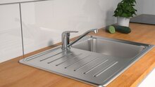 MAGNA ééngreepsmengkraan keuken, chroom kraan met verlengde uitloop en draaibereik 360° keramische schijven geluidsarme, verwisselbare 40 mm-cartouche flexibele metalen aansluitslangen volgens