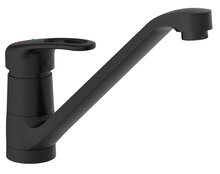 GRANDE ééngreepsmengkraan keuken, zwart-mat kraan met verlengde uitloop en draaibereik 360° keramische schijven geluidsarme, verwisselbare 40 mm-cartouche flexibele metalen aansluitslangen vo afbeelding
