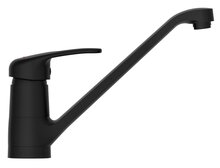GRANDE ééngreepsmengkraan keuken, zwart-mat kraan met verlengde uitloop en draaibereik 360° keramische schijven geluidsarme, verwisselbare 40 mm-cartouche flexibele metalen aansluitslangen vo