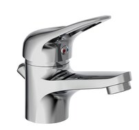 PORTO ééngreepsmengkraan wastafel, chroom keramische schijven geluidsarme, verwisselbare 40 mm cartouche flexibele metalen aansluitslangen 1 ¼" (Ø ca. 4 cm) kunststof-afvoerplug en waste-stang afbeelding