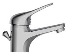 PORTO ééngreepsmengkraan wastafel, chroom keramische schijven geluidsarme, verwisselbare 40 mm cartouche flexibele metalen aansluitslangen 1 ¼" (Ø ca. 4 cm) kunststof-afvoerplug en waste-stang