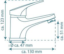 PORTO ééngreepsmengkraan wastafel, chroom keramische schijven geluidsarme, verwisselbare 40 mm cartouche flexibele metalen aansluitslangen 1 ¼" (Ø ca. 4 cm) kunststof-afvoerplug en waste-stang