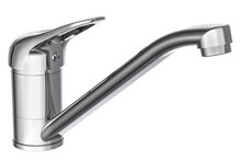 PORTO ééngreepsmengkraan keuken, chroom kraan met verlengde uitloop en draaibereik 360° keramische schijven geluidsarme, verwisselbare 40 mm-cartouche flexibele metalen aansluitslangen volgens afbeelding