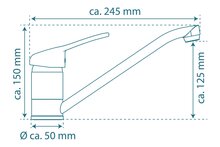PORTO ééngreepsmengkraan keuken, chroom kraan met verlengde uitloop en draaibereik 360° keramische schijven geluidsarme, verwisselbare 40 mm-cartouche flexibele metalen aansluitslangen volgens