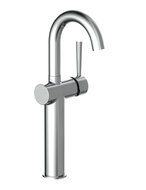 CORNWALL ééngreepsmengkraan voor wastafel opbouw, chroom hoge uitloop keramische schijven geluidsarme, verwisselbare 35 mm-cartouche flexibele metalen aansluitslangen 350 mm volgens DVGW/KTW- afbeelding
