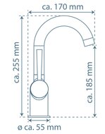 CORNWALL ééngreepsmengkraan wastafel, zwart mat keramische schijven geluidsarme, verwisselbare 35 mm-cartouche flexibele metalen aansluitslangen 400 mm volgens DVGW/KTW-A mousseur "Made in Ger
