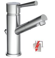 CORNWALL ééngreepsmengkraan wastafel, lage druk, chroom keramische schijven geluidsarme, verwisselbare 35 mm-cartouche flexibele metalen aansluitslangen 1 ¼" metalen-afvoerplug en waste stange afbeelding
