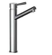CORNWALL ééngreepsmengkraan voor wastafel opbouw, chroom hoge uitloop keramische schijven geluidsarme, verwisselbare 35 mm-cartouche flexibele metalen aansluitslangen 350 mm volgens DVGW/KTW- afbeelding