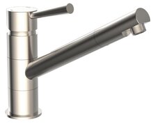 CORNWALL ééngreepsmengkraan keuken, roestvrij staal-look kraan met draaibare uitloop en draaibereik 150° keramische schijven geluidsarme, verwisselbare 35 mm-cartouche flexibele metalen aanslu afbeelding