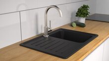 CORNWALL ééngreepsmengkraan keuken met ronde uitloop, roestvrij staal-look