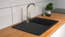 CORNWALL ééngreepsmengkraan keuken met ronde uitloop, lage druk, chroom
