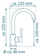 CORNWALL ééngreepsmengkraan keuken met ronde uitloop, lage druk, chroom