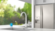 CORNWALL ééngreepsmengkraan keuken met hoge uitloop, wit elegante kraan met hoge ronde uitloop en draaibereik 360° energiebesparing door cold start functie keramische schijven geluidsarme, ver