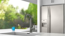 CORNWALL ééngreepsmengkraan keuken met ronde uitloop, grafiet mat elegante kraan met hoge ronde uitloop en draaibereik 360° energiebesparing door cold start functie keramische schijven geluids