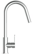 SWAN ééngreepsmengkraan keuken met ronde uitloop, chroom elegante kraan met hoge ronde uitloop en draaibereik 360° energiebesparing door cold start functie keramische schijven geluidsarme, ver