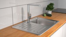 CHICAGO ééngreepsmengkraan keuken met hoge uitloop, chroom elegante kraan met hoge uitloop en draaibereik 360° cold-start functie - koud water bij greep in de middelste stand keramische schijven