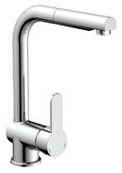 LONDON ééngreepsmengkraan keuken met uittrekbare uitloop, chroom uittrekbare hoge uitloop, draaibereik 360° cold-start functie - koud water bij greep in de middelste stand keramische schijven afbeelding
