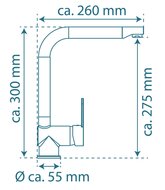 RIO ééngreepsmengkraan keuken met hoge uitloop, roestvrij staal look elegante kraan met hoge uitloop en draaibereik 360° cold-start functie - koud water bij greep in de middelste stand keramisch