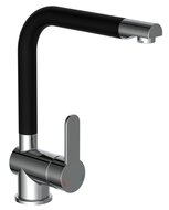 RIO ééngreepsmengkraan keuken met hoge uitloop, chroom/mat zwart elegante kraan met hoge uitloop en draaibereik 360° cold-start functie - koud water bij greep in de middelste stand keramische sc afbeelding