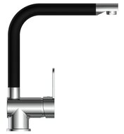 RIO ééngreepsmengkraan keuken met hoge uitloop, chroom/mat zwart elegante kraan met hoge uitloop en draaibereik 360° cold-start functie - koud water bij greep in de middelste stand keramische sc