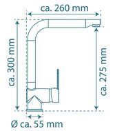 RIO ééngreepsmengkraan keuken met hoge uitloop, chroom/mat zwart elegante kraan met hoge uitloop en draaibereik 360° cold-start functie - koud water bij greep in de middelste stand keramische sc
