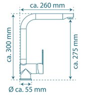 RIO ééngreepsmengkraan keuken met hoge uitloop, RVS /wit mat elegante kraan met hoge uitloop en draaibereik 360° cold-start functie - koud water bij greep in de middelste stand keramische schijv