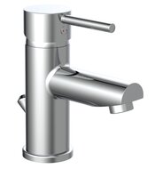 ATLANTA ééngreepsmengkraan wastafel, chroom keramische schijven geluidsarme, verwisselbare 40 mm-cartouche Eco-Click functie en kinderbeveiliging flexibele metalen aansluitslangen 1 ¼" (Ø ca afbeelding