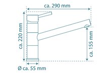 ATLANTA ééngreepsmengkraan keuken, chroom kraan met hoge uitloop en draaibereik 150° keramische schijven geluidsarme, verwisselbare 40 mm-cartouche Eco-Click functie en kinderbeveiliging f
