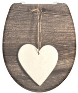 Duroplast WC-bril WOOD HEART met soft-close en quick-release lange levensduur: extreem onbreekbaar en krasbestendig comfort en functie: geruisloos sluiten dankzij de automatische valrem praktisc afbeelding
