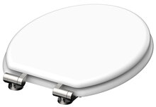 Houten kern WC-zitting WHITE met softclose, wit lange levensduur: extreem onbreekbaar en krasbestendig comfort en functie: geruisloos sluiten dankzij de automatische valrem eenvoudig schoon te m