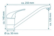 ULTRA ééngreepsmengkraan keuken, lage druk, chroom kraan met verlengde uitloop en 360° draaibereik keramische schijven geluidsarme, verwisselbare 40 mm-cartouche flexibele metalen aansluitslan