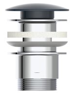 Design CLIC-CLAC Waste, met Overloop, 1 ¼" x 65 mm, Mat Zwart
