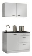 Minikeuken 100cm wit hoogglans met bovenkasten en e-kookplaat RAI-11002 afbeelding
