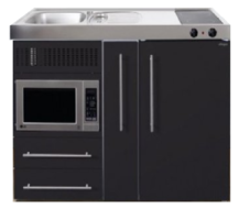 MPM 120 A Zwart mat met koelkast, apothekerskast en magnetron RAI-9546 afbeelding