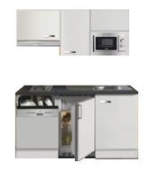 Kitchenette 160cm wit hoogglans met vaatwasser en koelkast en kookplaat en magnetron en afzuigkap RAI-4332 afbeelding