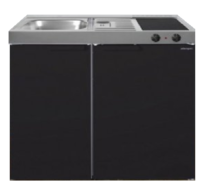 MK 90 Zwart mat met koelkast RAI-9515