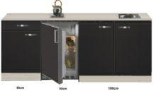 Kitchenette Faro Antraciet 200cm met koelkast HRG-586 afbeelding