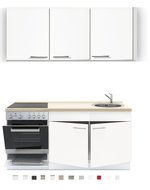 3-in-1 Keukenblok 180 x 60 cm incl. oven + kookplaat + spoelbak en wandkasten RAI-289 afbeelding