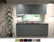 Keukenblok 210cm wit hoogglans incl gas-kookplaat, afzuigkap RAI-126 afbeelding