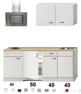 Kitchenette 190cm Wit Hoogglans incl. 2-pit kookplaat, koelkast en afzuigkap HRF-4601 afbeelding