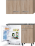 Keukenblok-110cm-Houtnerf-met-inbouw-koelkast-en-rvs-spoelbak-RAI-435