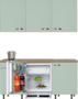 kitchenette-180-cm-groen-met-stelpoten-en-inbouw-koelkast-met-of-zonder-wandkasten-RAI-409