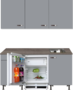 Kitchenette-180cm-grijs-met-inbouw-koelkast-en-wandkasten-RAI-886
