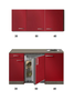Kitchenette-Rood-Hoogglans-120cm-met-bovenkasten-HRG-5345