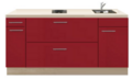 Kitchenette-180cm-Rood-Hoogglans-met-een-ladenkast-RAI-1179